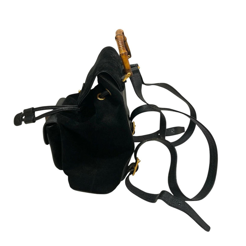 Gucci Bamboo Drawstring Backpack Rucksack Leather Black - Picture 3 of 6